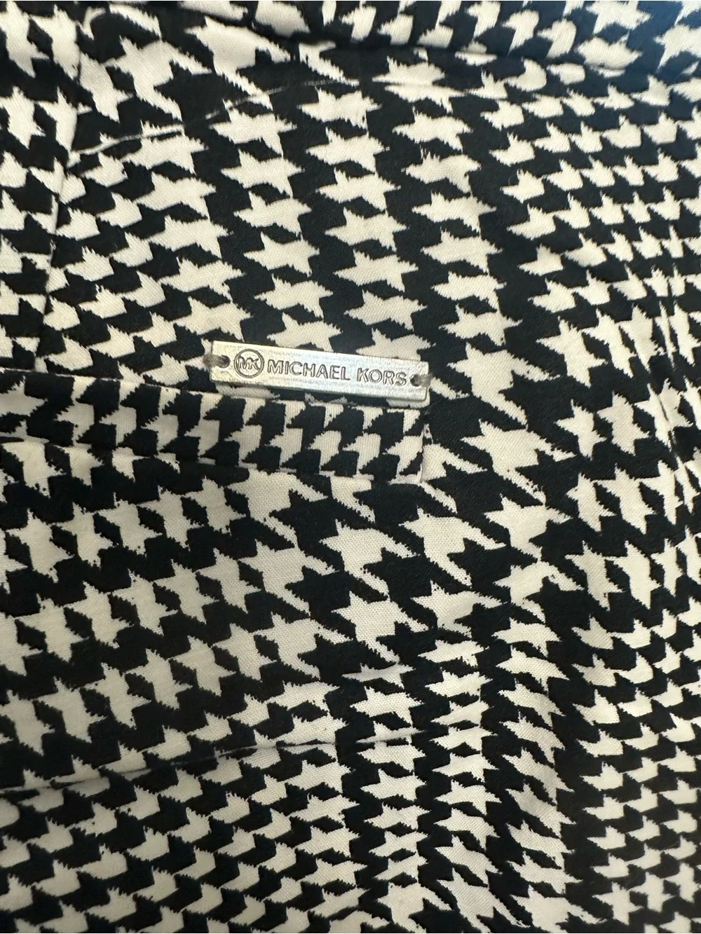 Michael Kors Black and White Houndstooth Slim Pants
